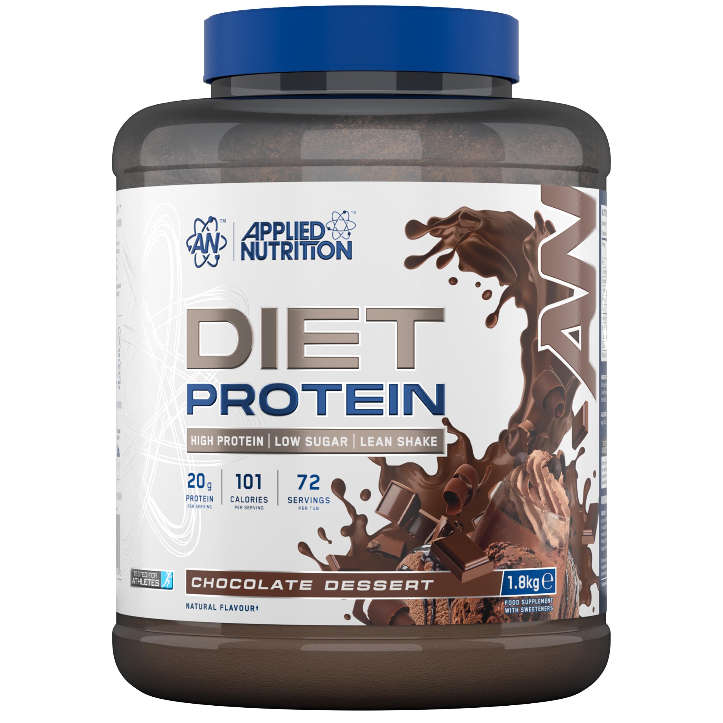 Applied Nutrition Diet Whey - High Protein Powder Supplement, Low Carb & Sugar, for Weight Management with CLA, L Carnitine, Green Tea (1.8kg - 72 Servings) (Chocolate)