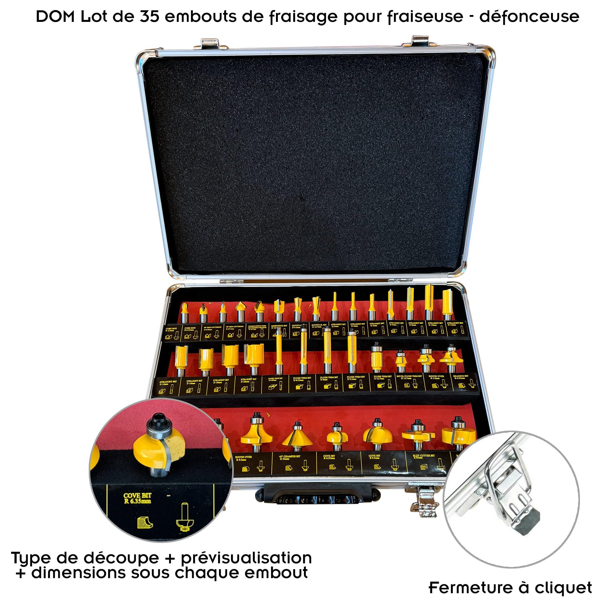 DOM - Juego de 35 puntas de fresado para fresadora - desmoladora