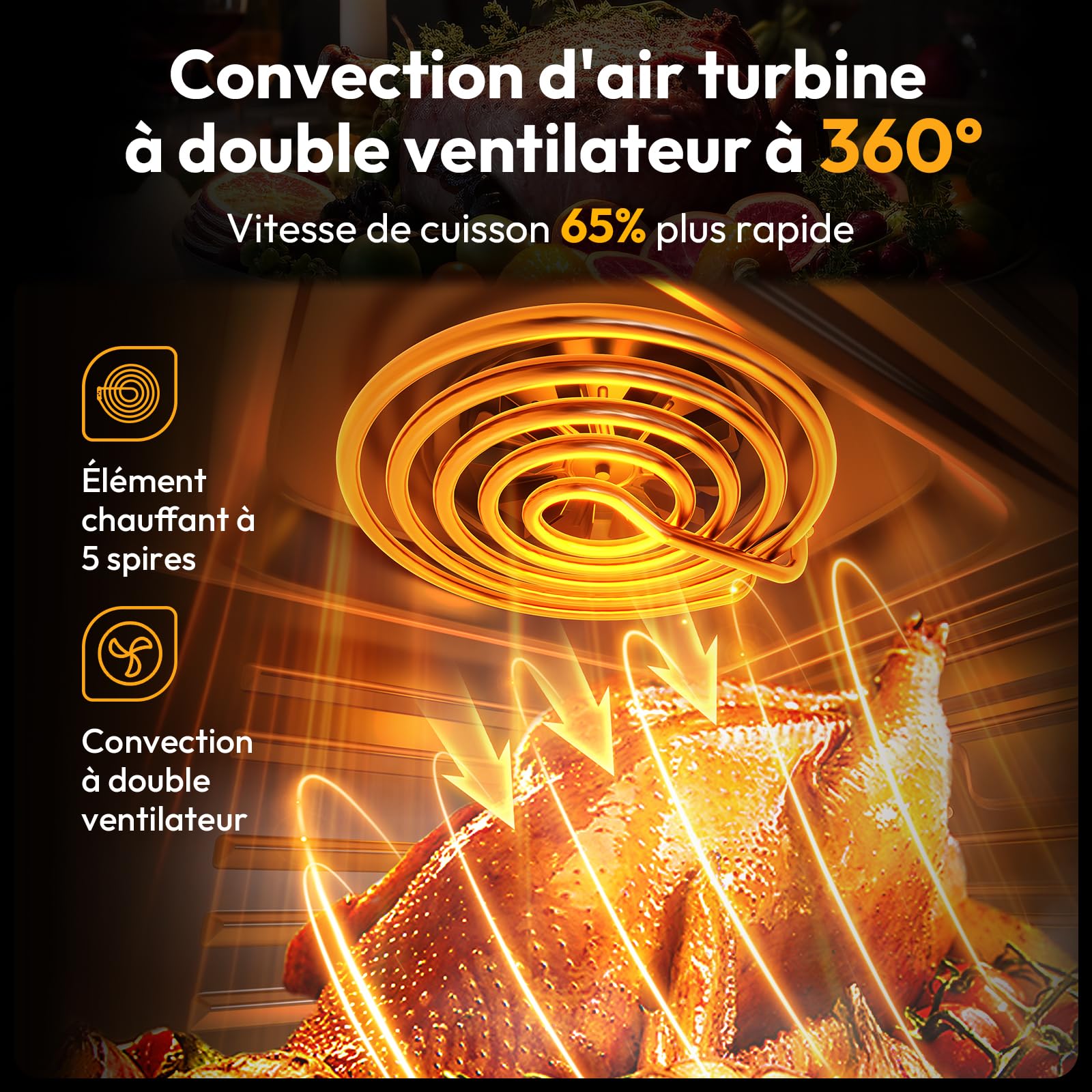 LLIVEKIT Friteuse à Air Chaud 12L, Four à Air Chaud avec 12 Fonctions, Mini Four, 1800 W, avec Écran LED Numérique, Déshydratateur de Fruits, Barbecue, Livret de Recettes et 7 Sortes d'Accessoires