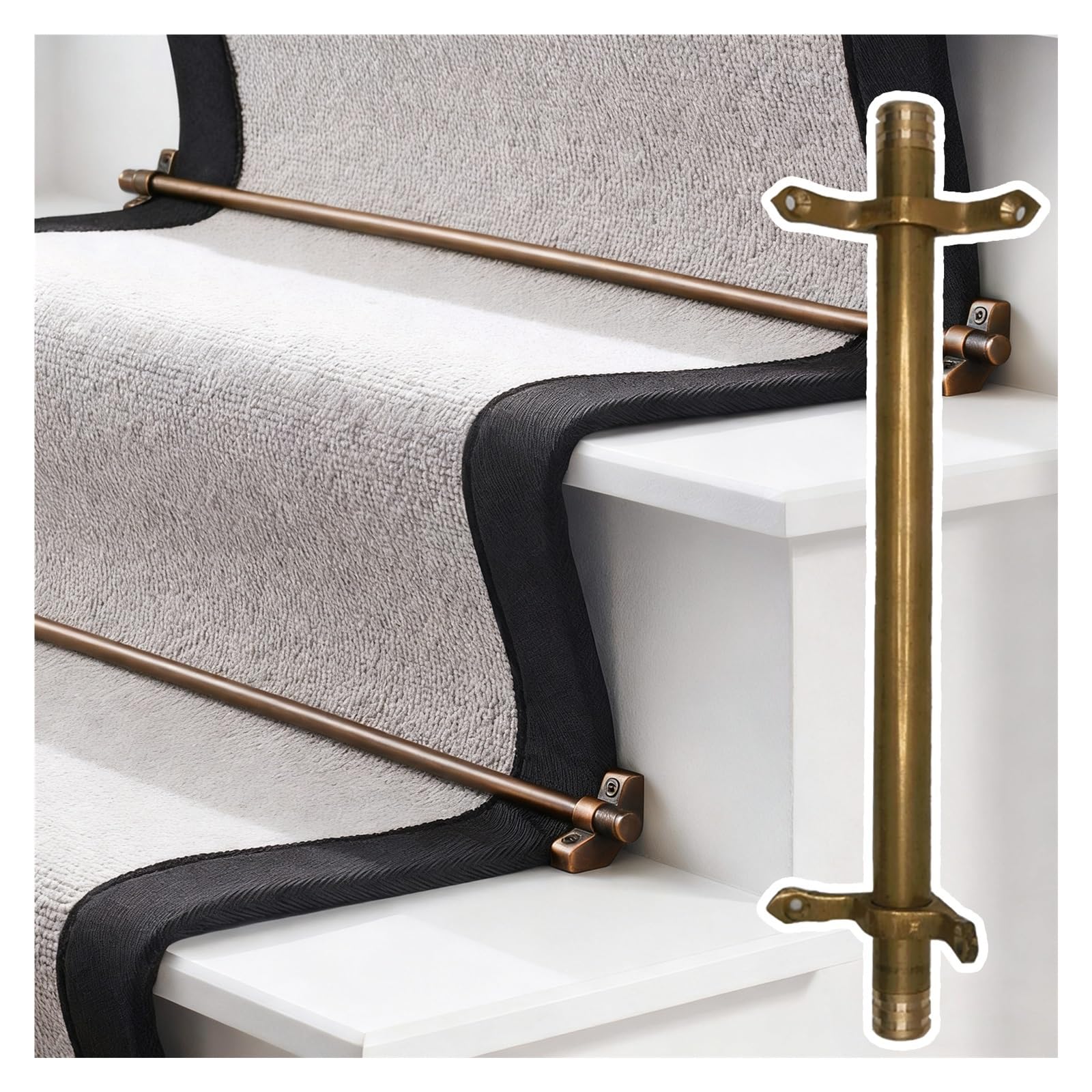 AMUFJJ 5 10 13 15 16 Pcs Stair Carpet Rod Set Runner Holder, Indoor Stairs/Apartment/Theaters/Concert Halls Brass Stair Runners Fixed Tools(15 pack,32in/81cm)