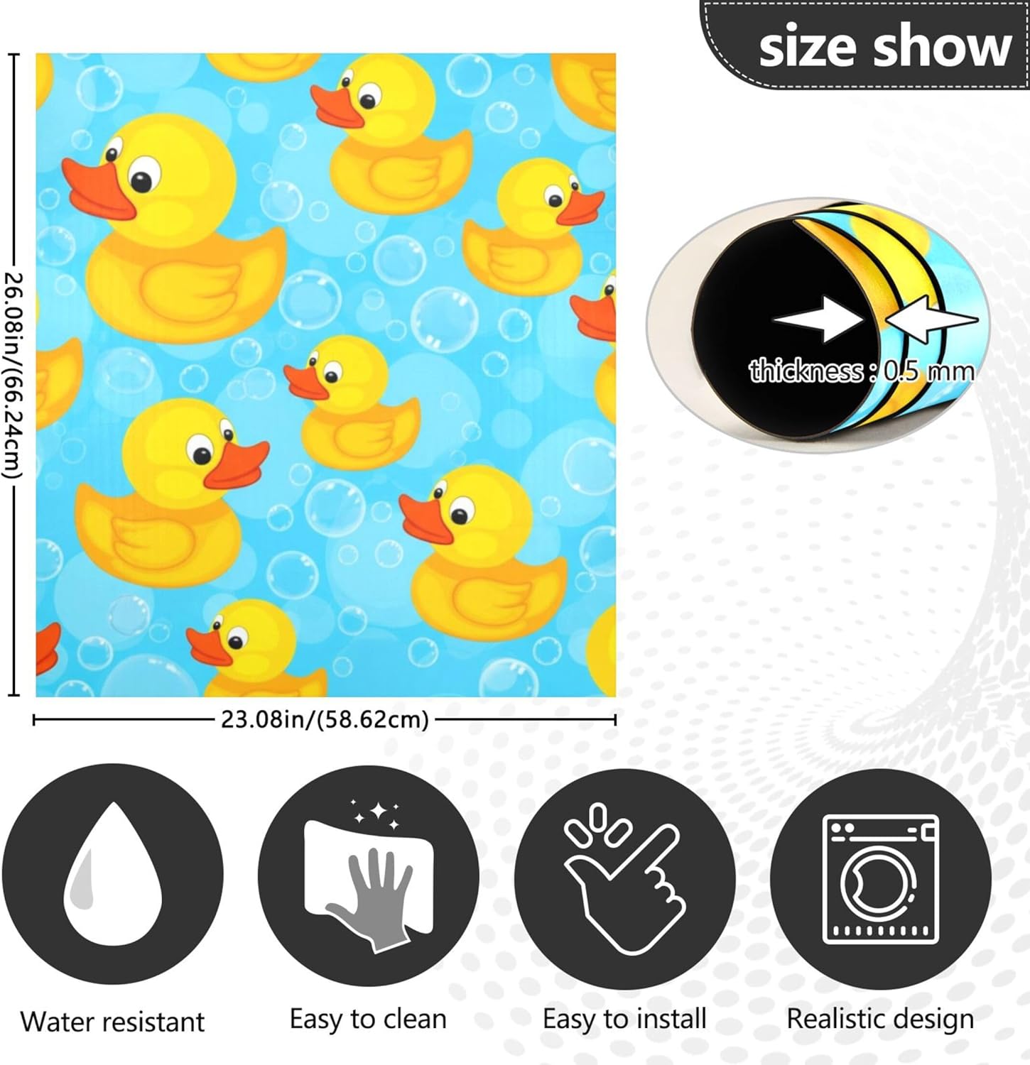 かわいいアヒルイエローブルー食器洗い機ステッカーマグネットカバー装飾、ファームハウス磁気冷蔵庫パネルデカール家電装飾58.4 cm