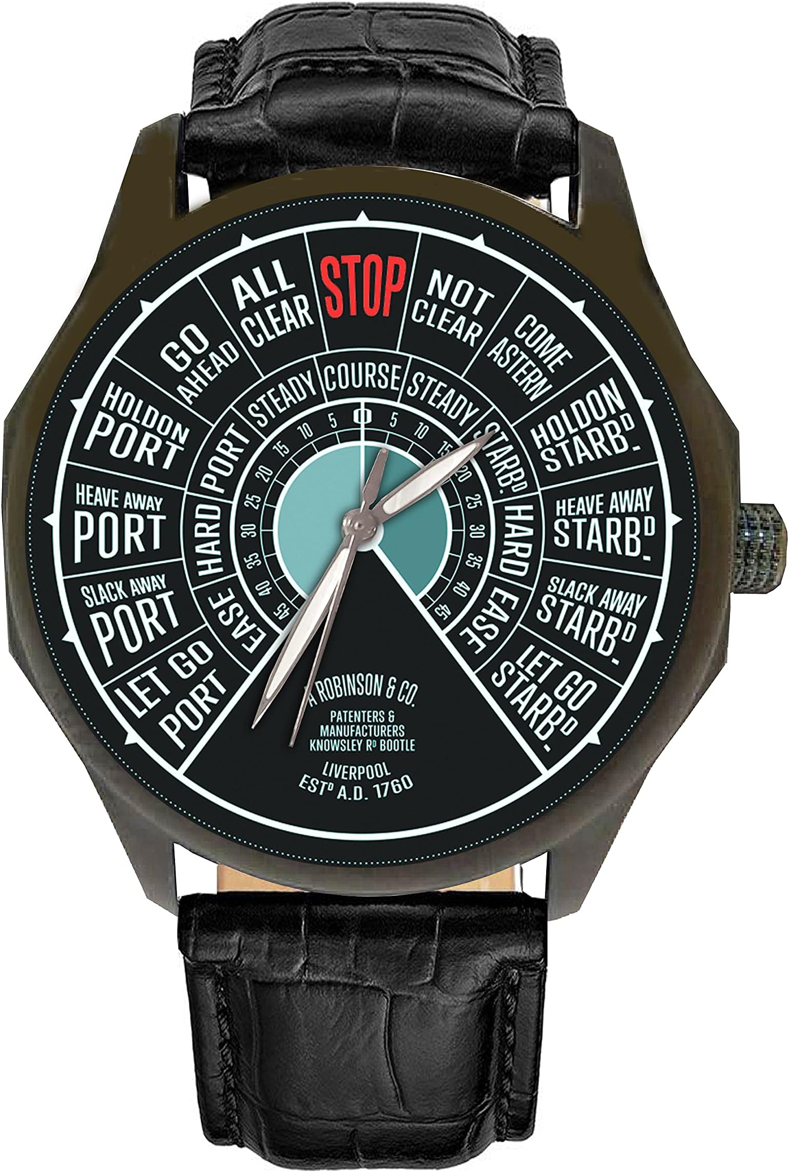 indofrance Vintage Style Ship Telegraph Dial Engine Room Art Solid Brass 40 mm Large Mens' Wrist Watch, Large