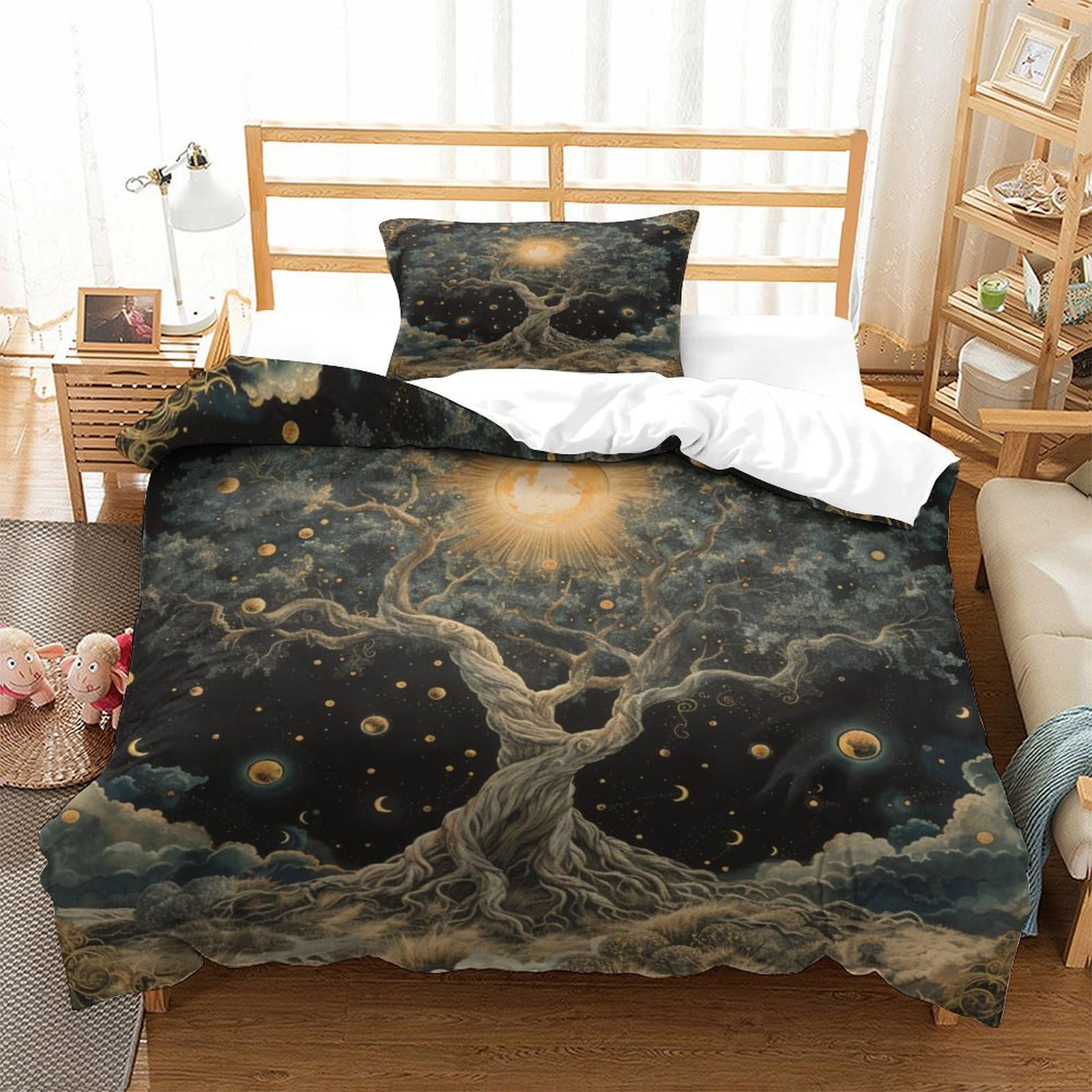 P1S9U7W5Y 3D Printed Cosmic Tree 3pcs Microfiber Duvet Cover Set Galaxy Bedding Set Single