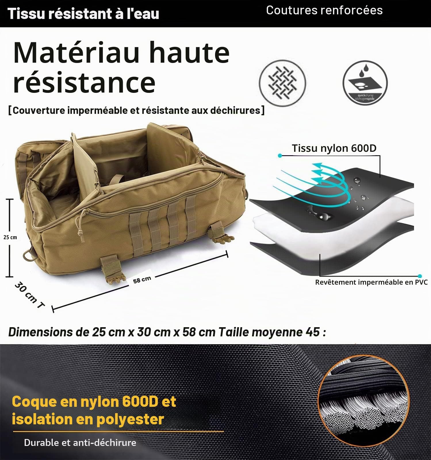 Miramrax Gym Bag Duffle Bags Backpack - Travel Weekender Bag for Men Women Workout Bag for Military,Sports,Overnight,Basketball,Tactical,Football,Waterproof & Tear Resistant (Coyote, 45l)
