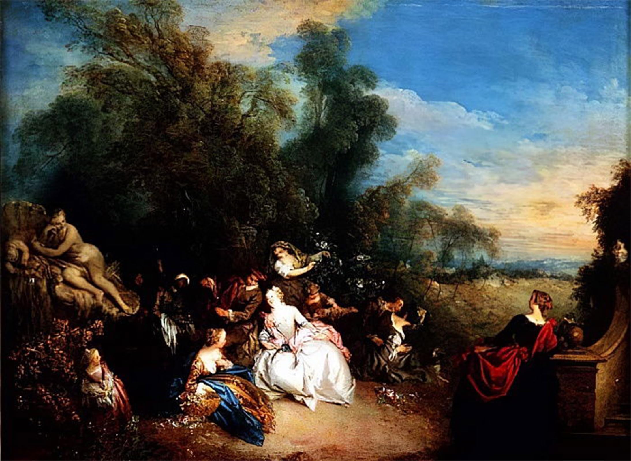 POSTERIIk Vintage Classic Picture Landscape Artwork Relaxation in the Country by Jean Baptiste Pater Portrait Canvas Painting for Office Home Decor 60x90cm