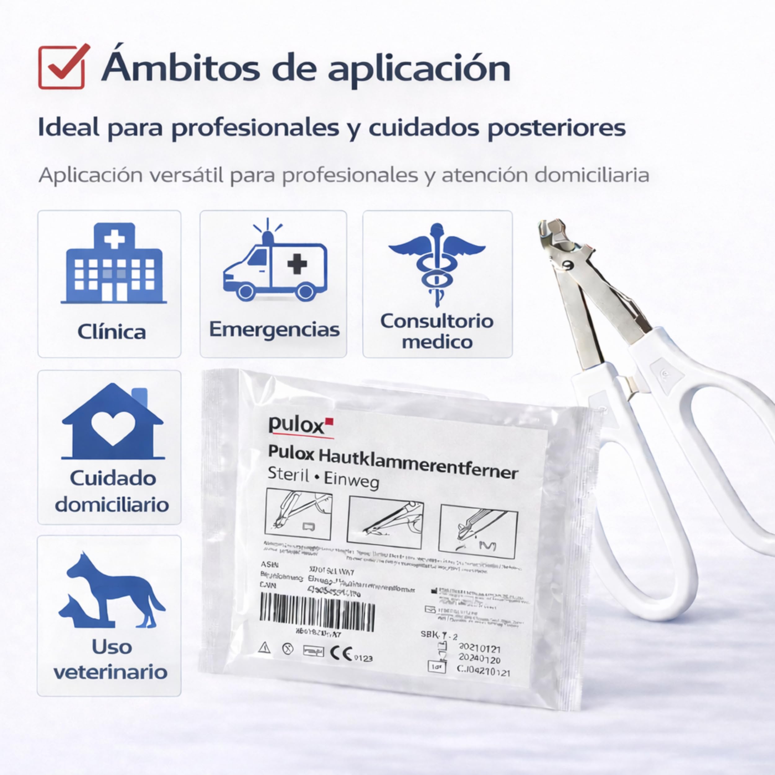 10x pulox Grapadoras cutáneas desechables estériles + 10x quita grapas cutáneos