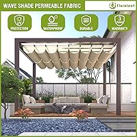 Vista 4 de FLORALEAF Toldo retráctil impermeable de repuesto para pérgola de 4 x 12 pies, con accesorios para cables, para patio, porche, garaje, terraza, toldo