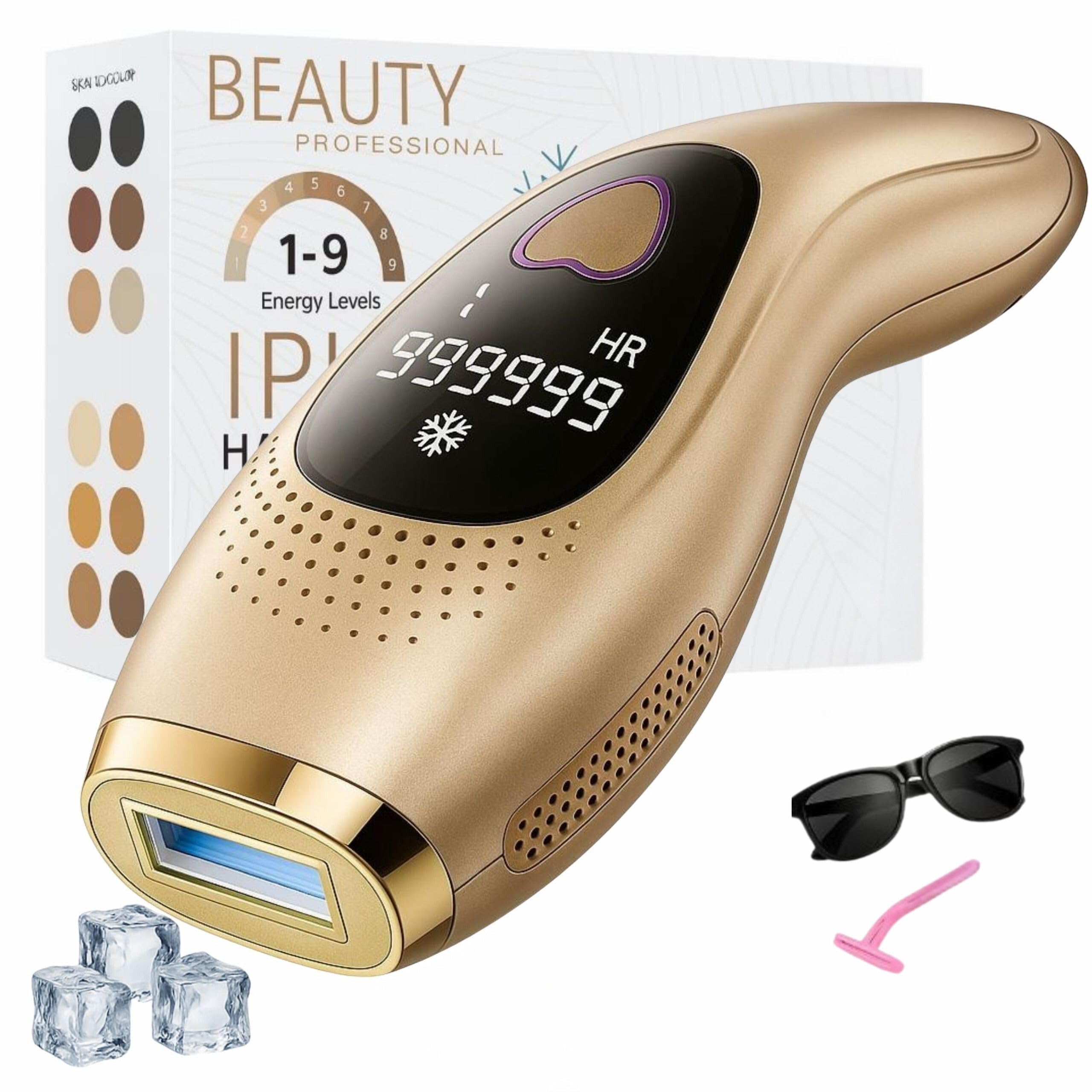 Depiladora laser mujer y hombre – 999999 flashes luz pulsada ipl - pantalla lcd -elimina el vello sin dolor - 9 niveles energia - 3 modos HR SC RA con refrigeracion - facial y corporal