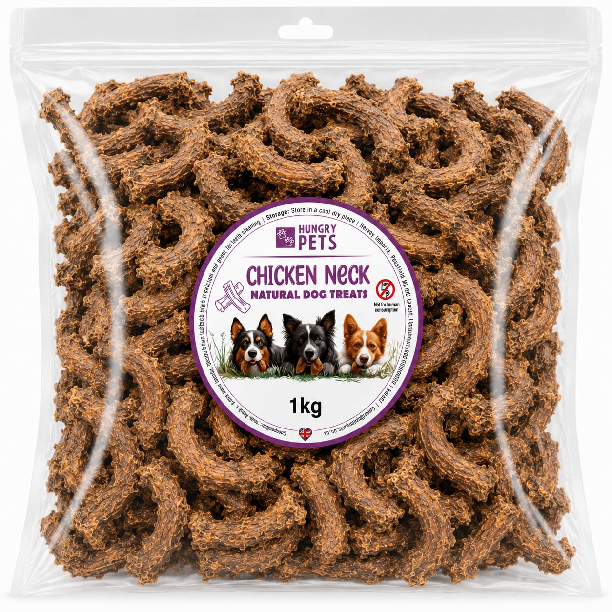 Hungry Pets Chicken Necks 1kg, Natural Dog Treat