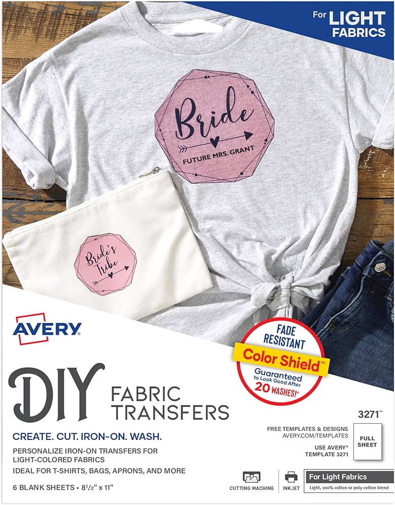 Amazon.com: Avery Printable Heat Transfer Paper for Light Fabrics, 8.5 amazon-com-avery-printable-heat-transfer-paper-for-light-fabrics-8-5-x-11-inkjet-printer-6-iron-on-transfers-3271-arts-crafts-sewing