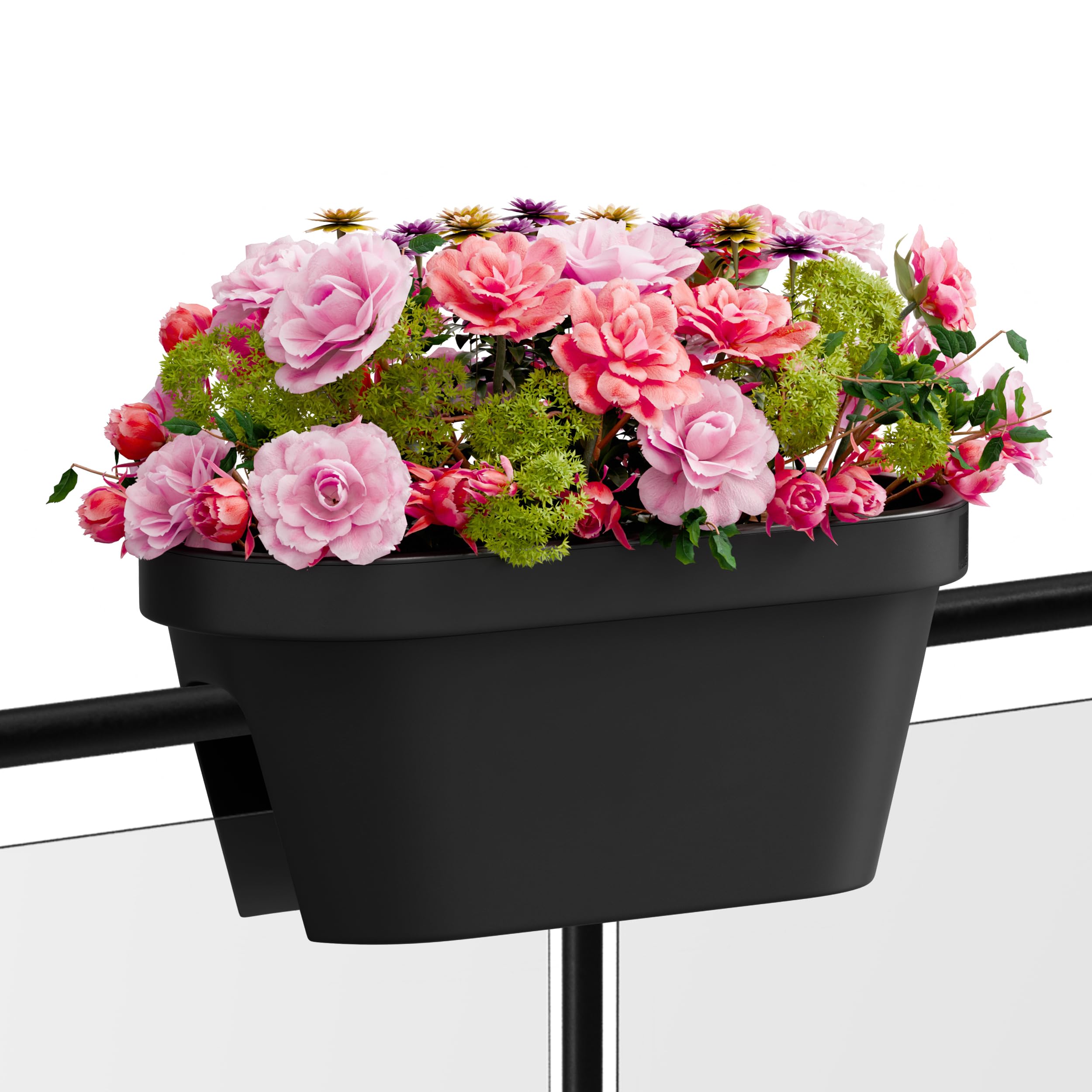 Pflanztopf Geländer 60 Cm – Balkonkübel Anthrazit, Inkl. 4 Halterungen & 2 Ablauflöchern, Passend Für Geländer Bis 6 Cm Breite, Innenmaß 56x23 Cm