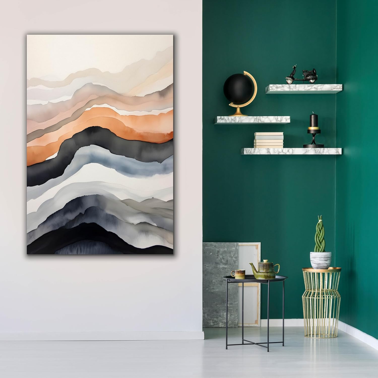 Epic Graffiti 'Black & Beige Landscape 9' by Petals Prints Design, Canvas Wall Art, 40"x60"