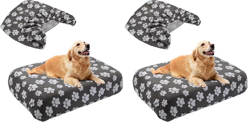 Capa impermeável para cama de cães BALAPET em tecido Oxford e veludo macio, cinza-escuro, 91,44 x 68,58 x 15,24 cm, pacote com 2