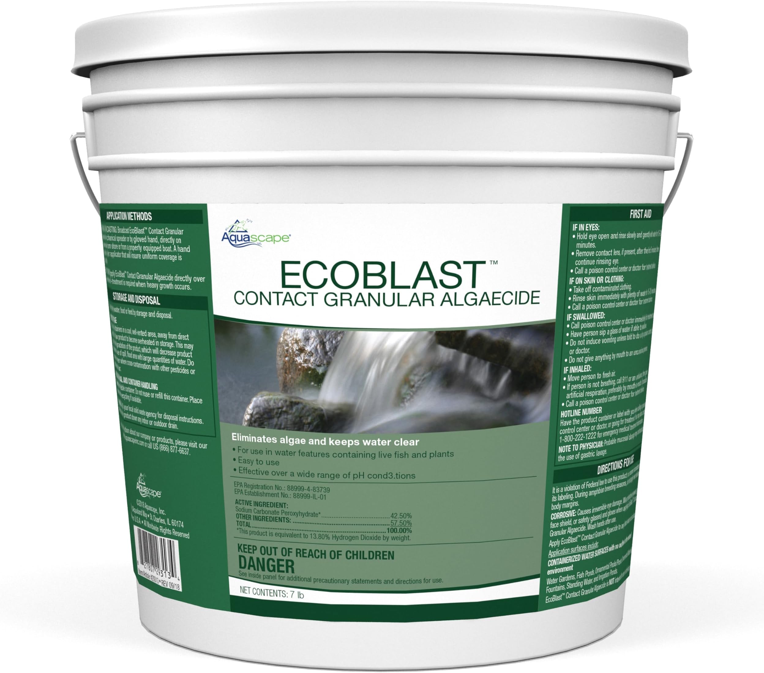 EcoBlast Contact Granular Algaecide for Ponds, Waterfalls, Fountains, Streams, and Rocks, 7 lb / 3.2 kg, 29313