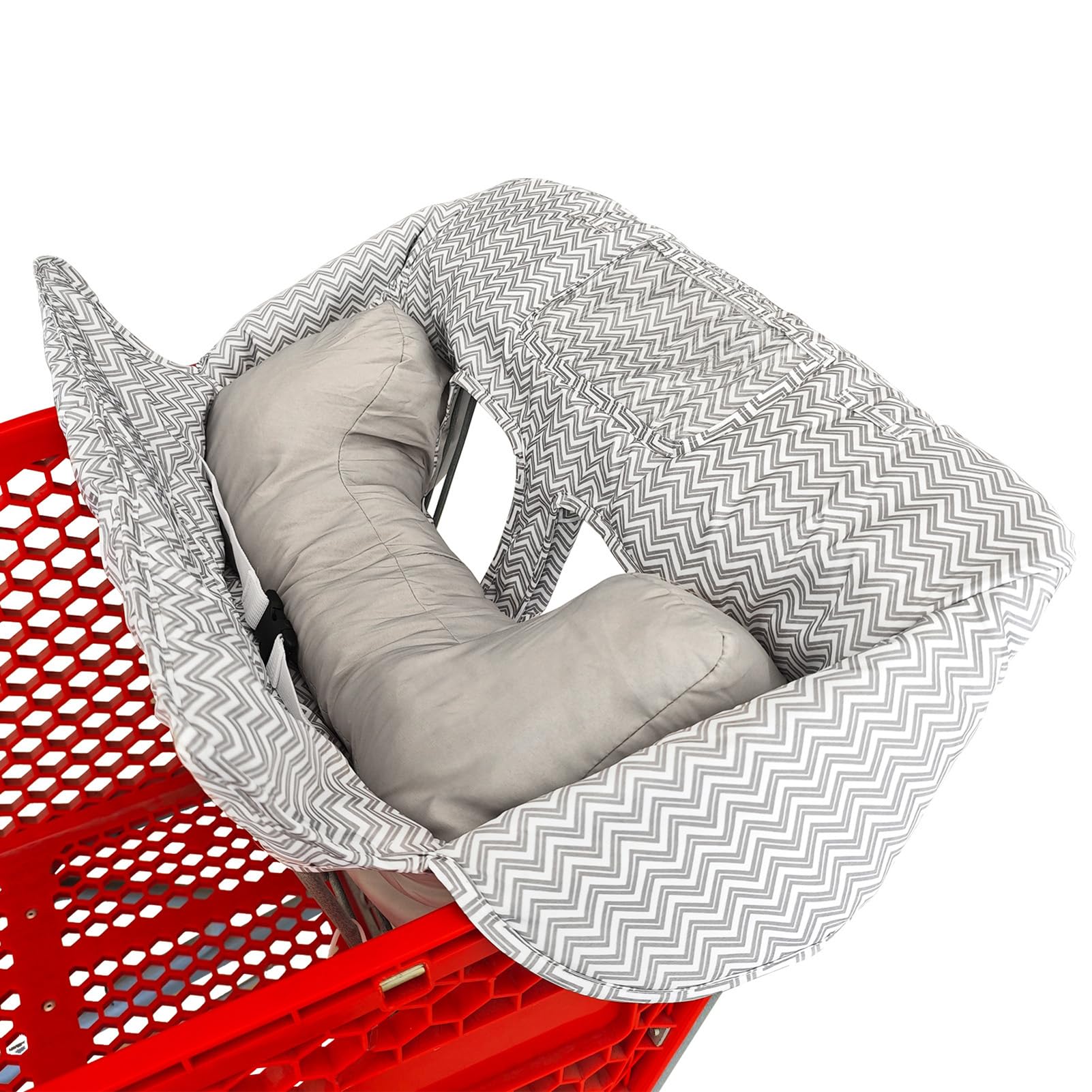 Love&go Soft Pillow Attached 2-in-1 Shopping Cart and High Chair Cover for Baby, Cotton Padded Cart Cover, Fold'n Roll Style, Portable with Carry Bag