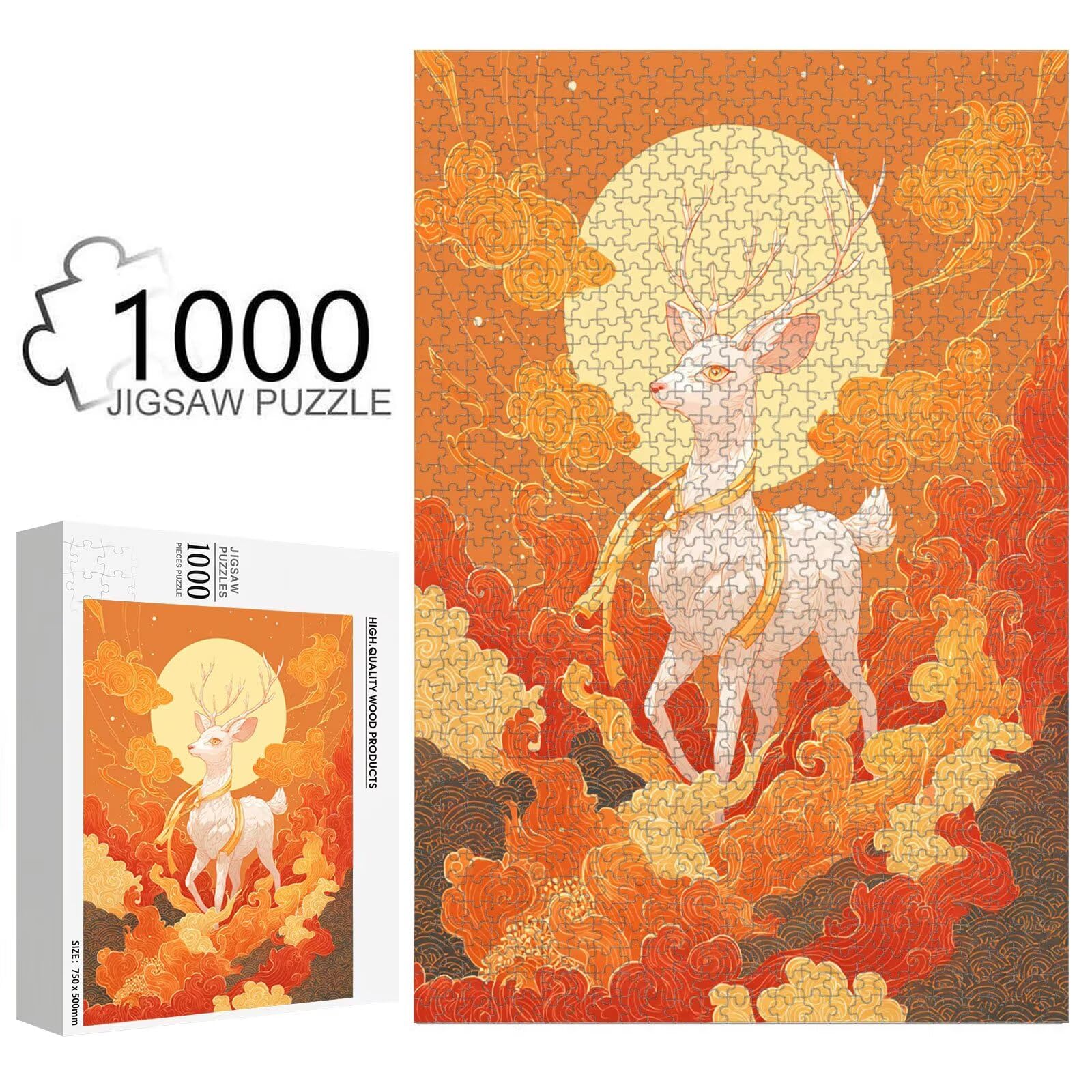 Puzzle 5000 elementów dla dorosłych, jeleń i abstrakcyjne drewniane puzzle