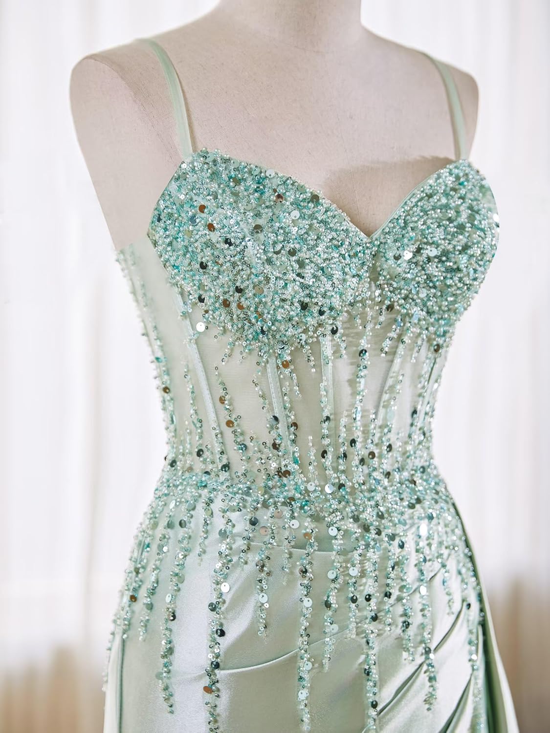 MYDRESS Beaded Homecoming Dresses 2026 Satin Spaghetti Strap Mini Prom Cocktail Gown - Image 5