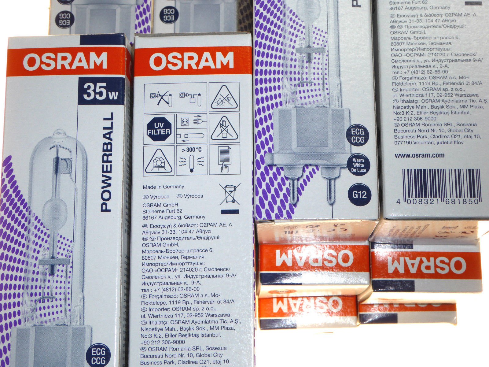12 x 35 Watt G12 Metalldampflampe HID Warmweiß Osram Powerball HCI-T 35W WDL