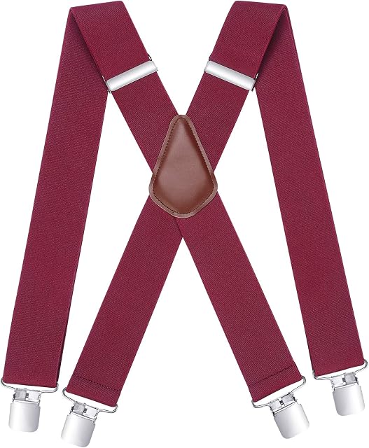 HISDERN Men's Braces with Very Strong 4 Clips 50 MM Wide Heavy Duty Suspenders X Style Adjustable Elastic Suspender