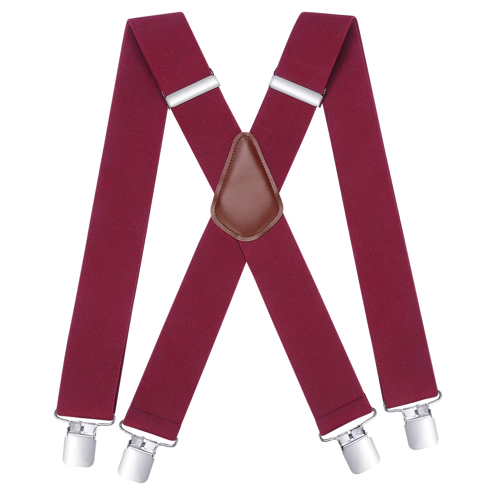 HISDERN Bretelles pour hommes avec de tres fortes 4 clips Heavy Duty X Suspenders style reglable jarretelle, Beige, Taille unique