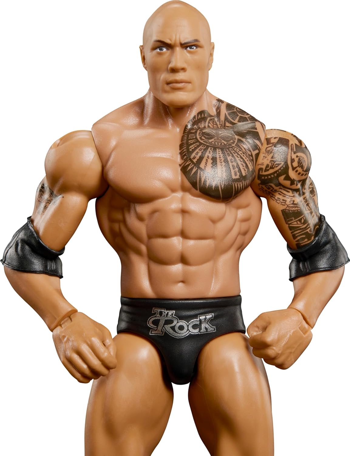 Mattel WWE Basic Action Figure, 6-inch Collectible The Rock with 10 Articulation Points & Life-Like Look