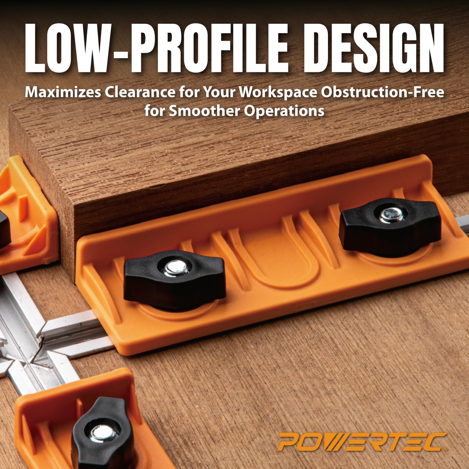 POWERTEC T-Track Long Stop Kit – Universal T-Track Stop Block Set for Woodworking, Sanding, Routing, and CNC Table Applications, 2 Pack (72386)