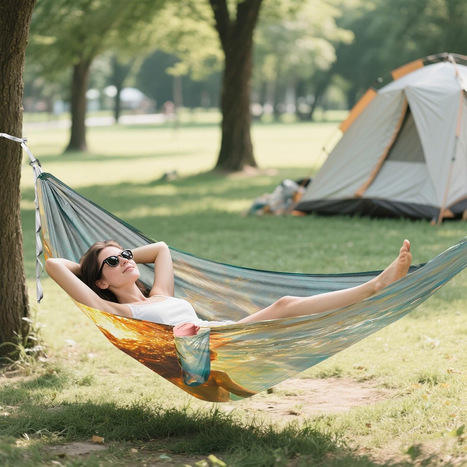 ALAZA Underwater Mermaid Camping Hammocks Single or 2 Person 500 lbs Portable Parachute Travel Hammock w/Tree Straps for Hiking Backpacking Indoor Outdoor