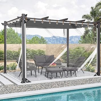 FoundGo Heavy Duty Clear Vinyl Tarp 3 6 Outdoor Vinyl Curtains for Patio Transparent Tarps with Grommets, Porch Enclosure Panels, UV & Tear Resistant