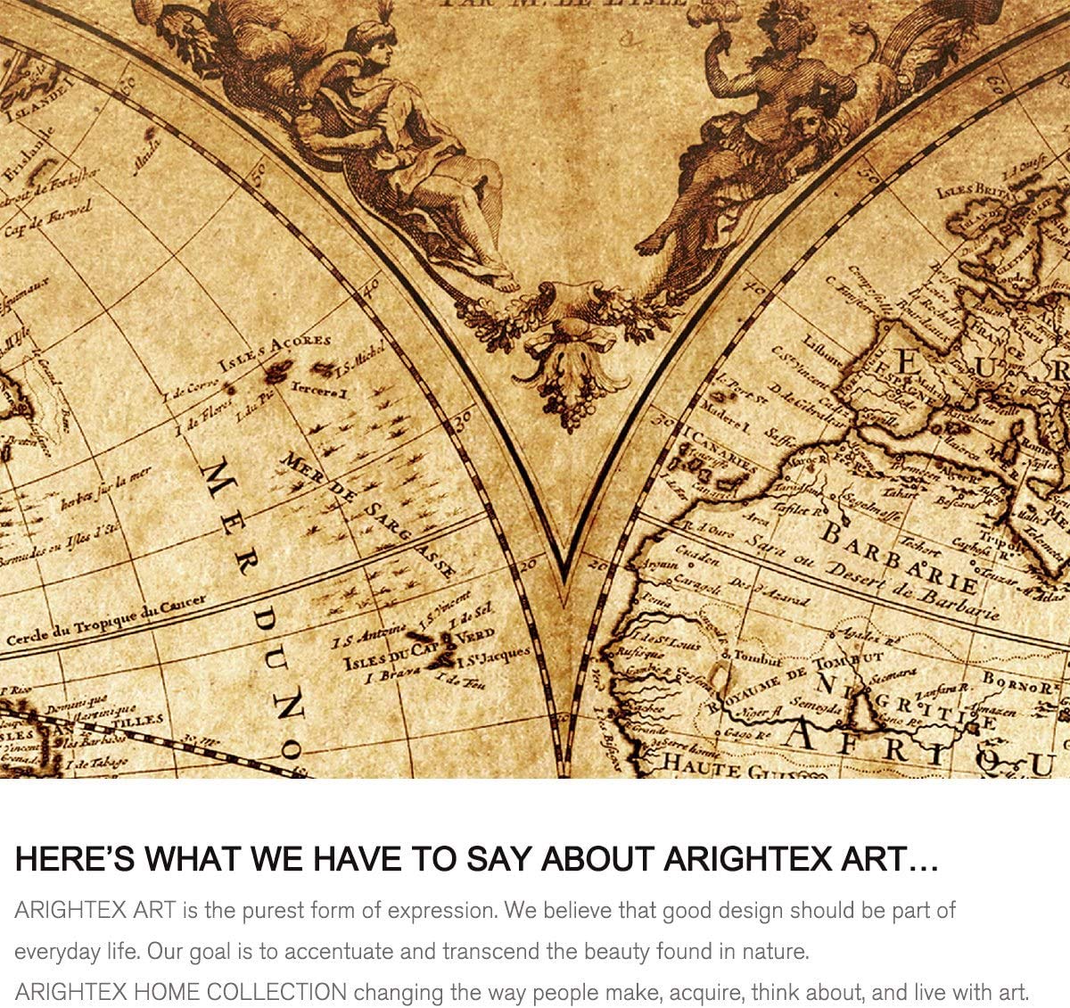 ARIGHTEX Vintage World Map Pillow Cover Antique Medieval World Map Pillowcase Teens Kids Travellers Pillow Shams Set of 2 (Retro, Standard 20