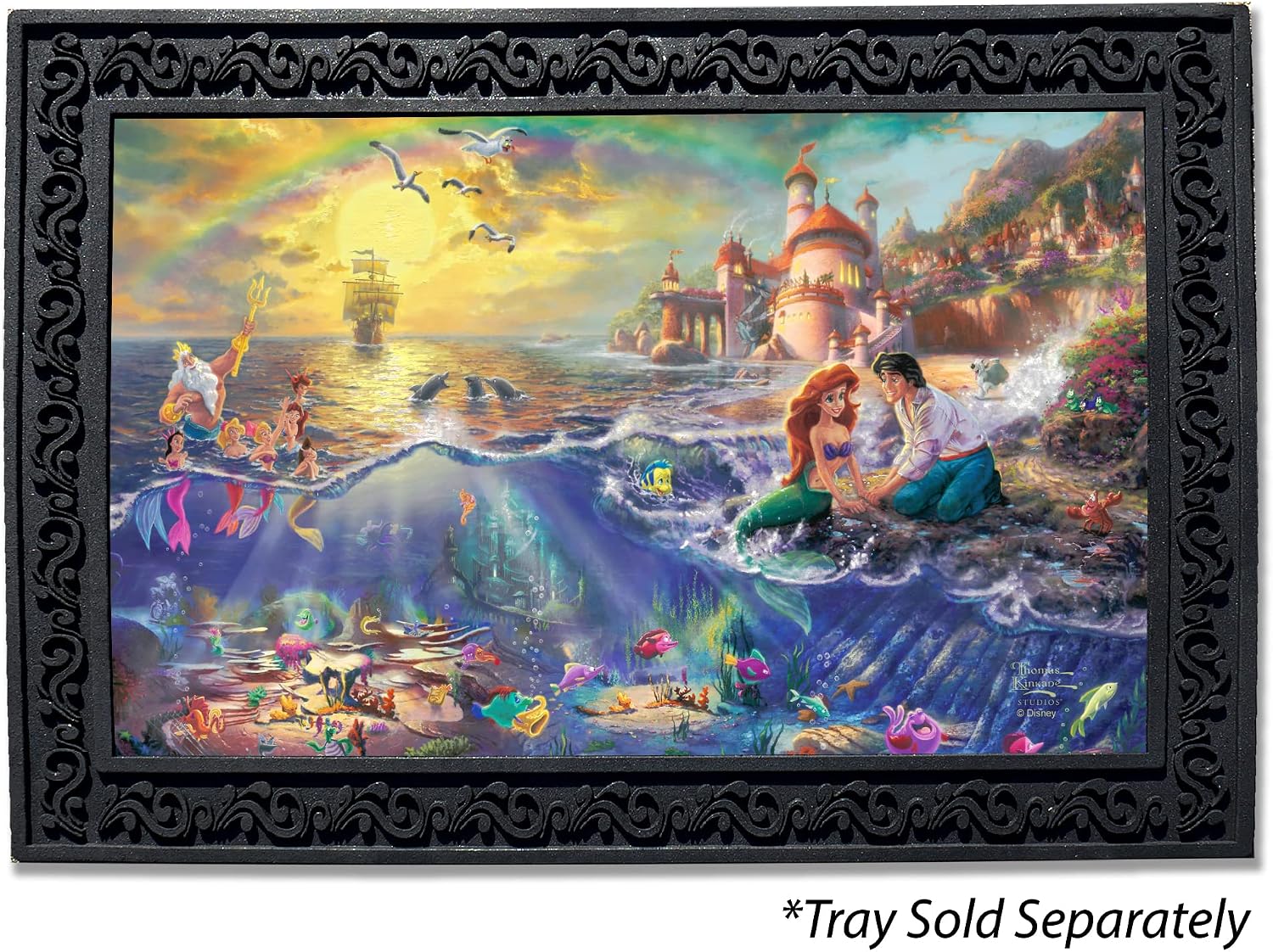 Flagology.com, Thomas Kinkade, Disney, The Little Mermaid Doormat - 18" x 30", Outdoor/Indoor, Heavy Duty Recycled Rubber, Non-Slip Backing, Doormat