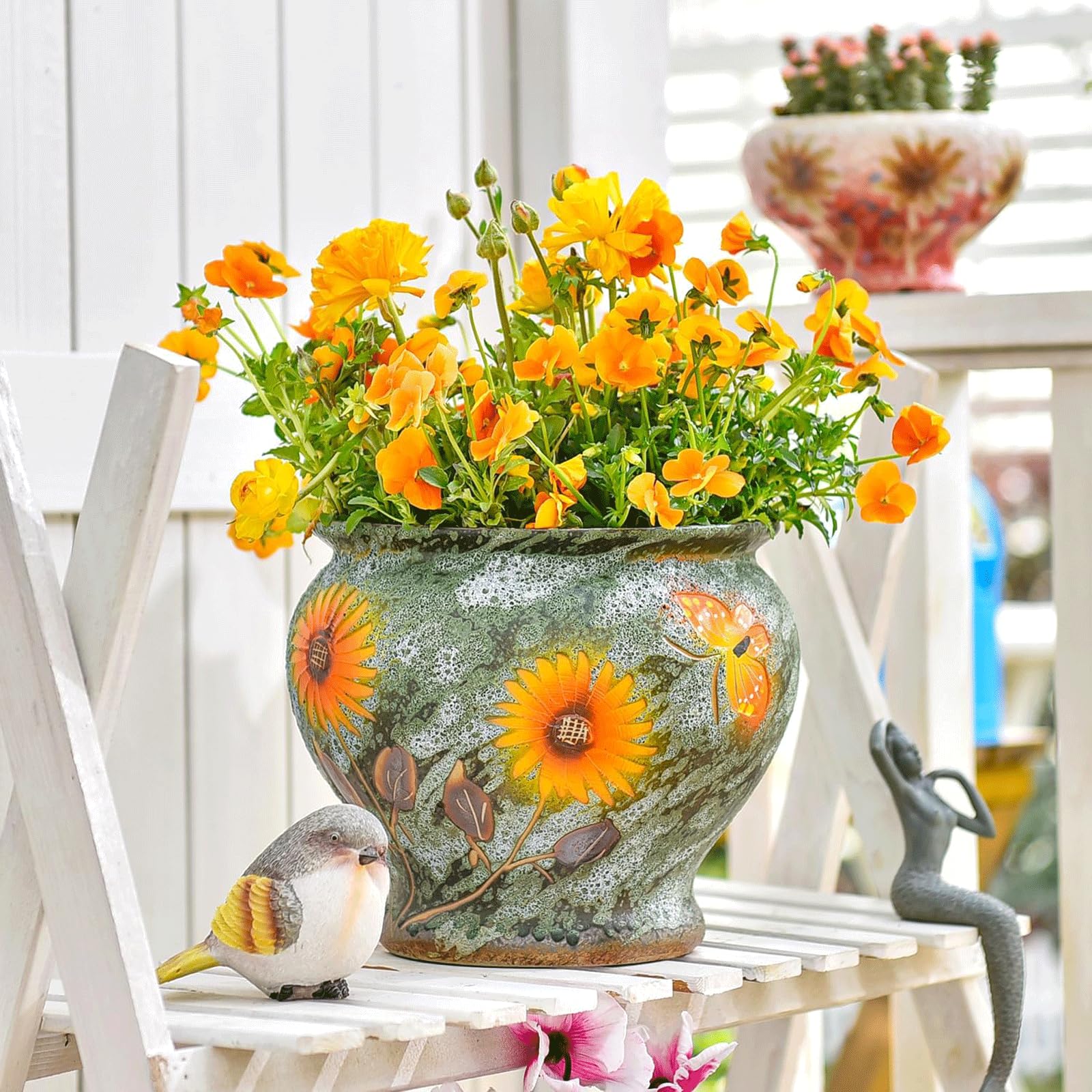 Sukkulenten Keramik Blumentopf mit Drainageloch, Barockstil, Pflanzkübel für Innen und Außen Perfekt für Blumen, Ideale Pflanzentöpfe für Zimmerpflanzen, Kleine Pflanzgefäße