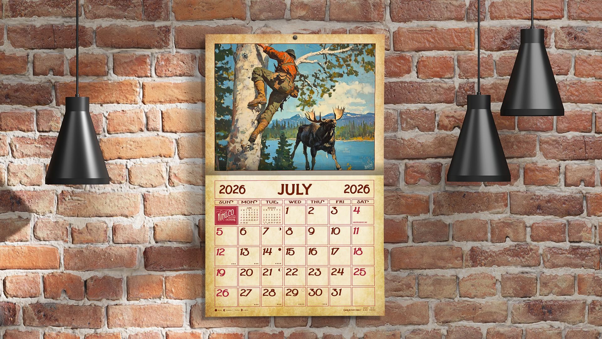 2026 Vintage Sportsman Wall Calendar 16-Month X-Large Size 14x22