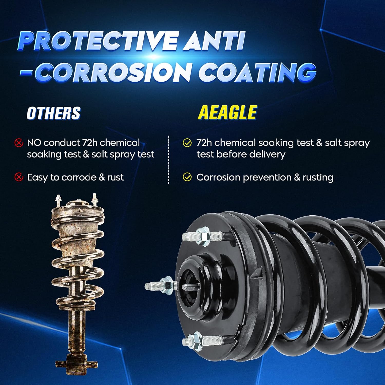 Front & Rear Strut Shock Assembly w/Coil Spring Compatible with Chevy Silverado 1500/ GMC Sierra 1500 2007-2013, Replace 139105 4345074, Left & Right, 4PCS