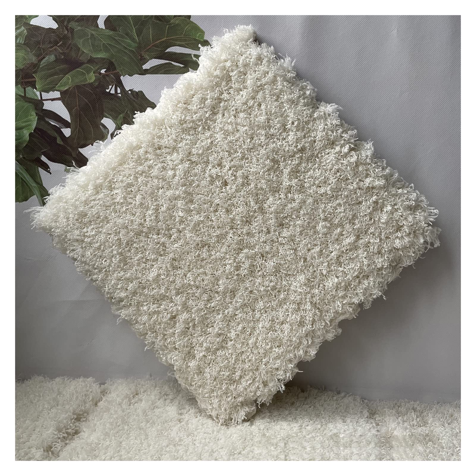 Weiche ineinandergreifende Plüsch-Teppichfliesen, 50-teiliges Set für Zuhause, Spielzimmer, Dekoration, flauschige Schaumstoff-Bodenmatte mit Kletterfläche, 30,5 x 30,5 cm, quadratische Fliesen in