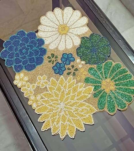 SS creations Handcrafted Beaded and Hand Embroidered Table Runner for Center/Table PLACEMAT