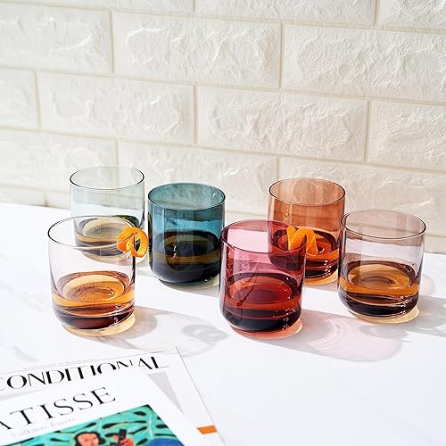 Miniatura 2 de Khen Vasos de colores antiguos  Juego de 6  Vasos de tallo Art Deco de 9.6 onzas para whisky, Martini, cóctel, champán, vino, colores pastel