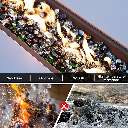 Miniatura 3 de Mr. Fireglass 10 libras de diamantes de vidrio ignífugo mezclado para chimenea, cuenco de fuego y paisajismo - 2,54 cm de alto, piedras de fuego