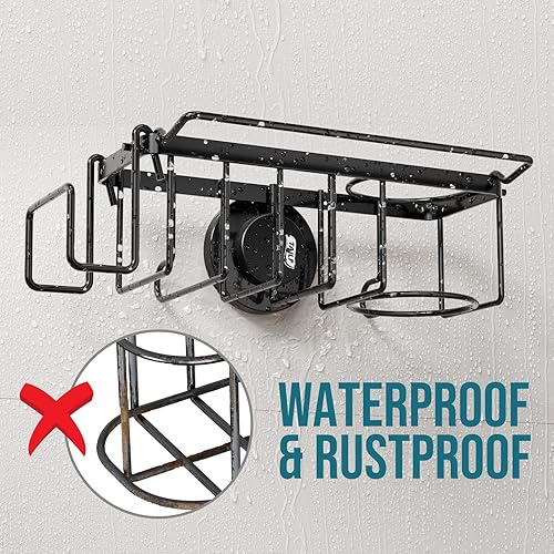 Miniatura 3 de TAILI Soporte de esponja con ventosa fuerte, organizador de fregadero 4 en 1 a prueba de óxido, organizador de fregadero con capacidad para Negro