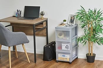 Iris Ohyaa Desktop Storage Drawers Unit, 2 Shallow &ap; 1 Deep Drawer