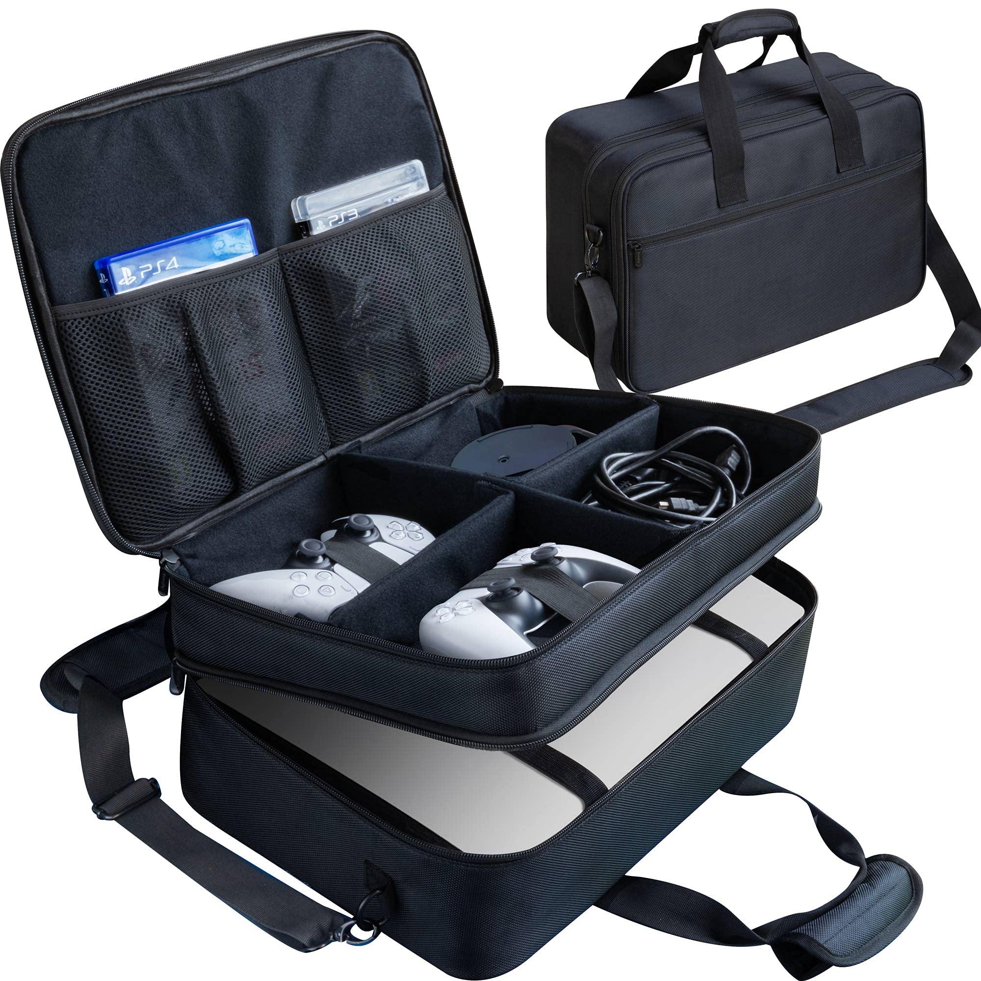 ButterFox Carrying Case Bag for PS5, Double Compartment Travel Case for Playstation 5 (Black)