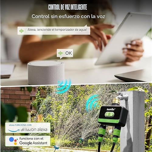 RAINPOINT Irrigation Computer WLAN 2 Outputs, Brass Inlet and Outlet, Automatic Garden Watering Timer with App/Voice Control, WiFi Irrigation System for Greenhouse Garden - 7