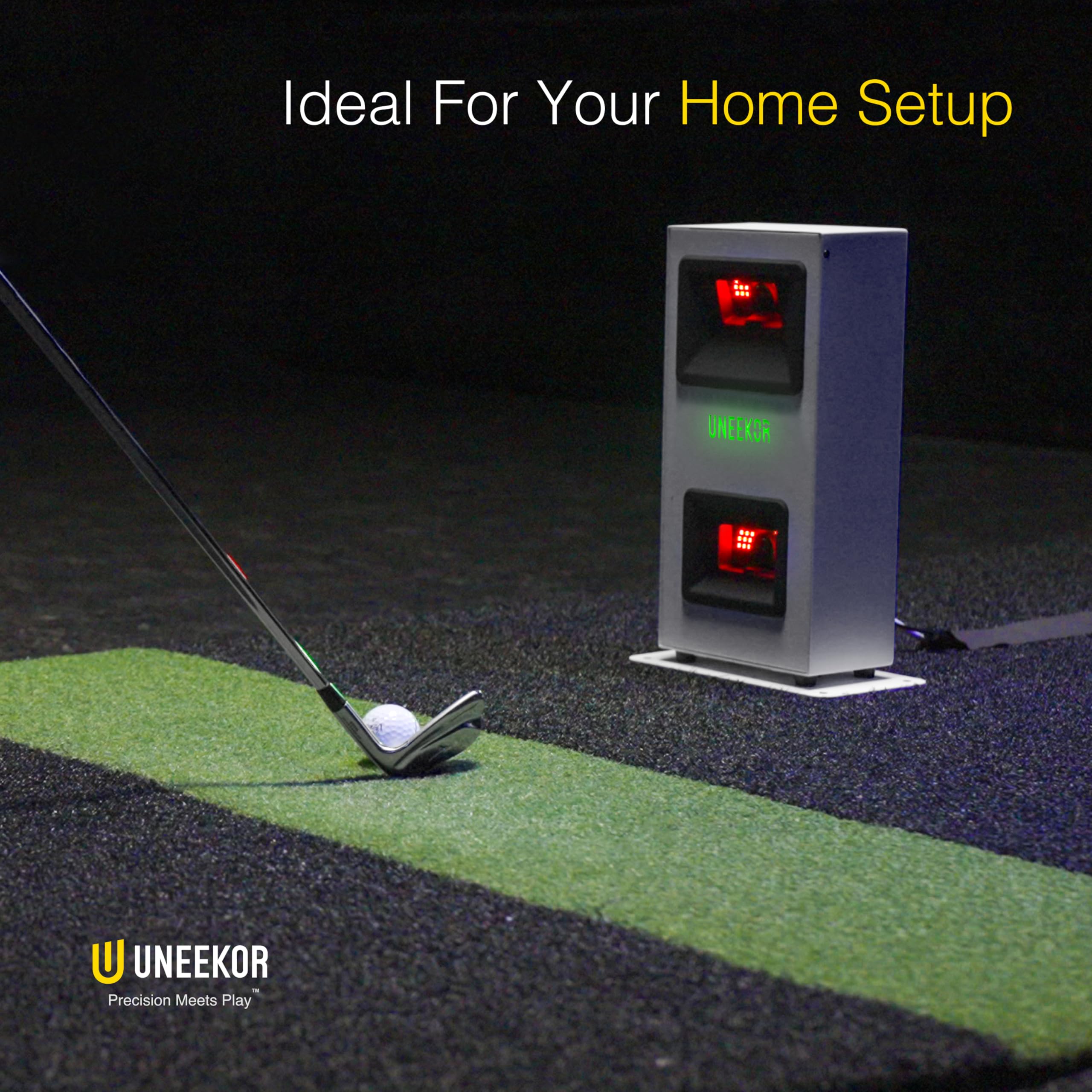 Uneekor Eye Mini Core Indoor Golf Launch Monitor & Simulator 19 Präzisionsmetriken, fast keine Latenz, funktioniert mit GSPro, TGC19, E6, AI-Trainer, einfache Einrichtung, PC/Laptop erforderlich