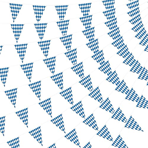 393 Feet Oktoberfest Bavarian Flag-12 Packs Oktoberfest Bavarian Pennant Banner