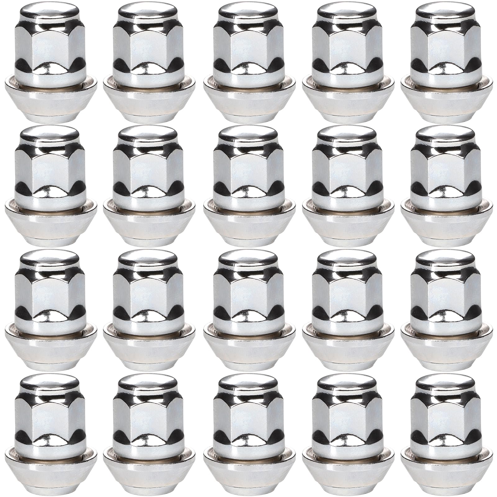 Lot De 20 Écrous De Roue Fermés Chromés M12x1.5 - Cône 60° D=26mm - Compatibles Ford Fiesta Focus Fusion - Qualité Premium Anti-Rouille