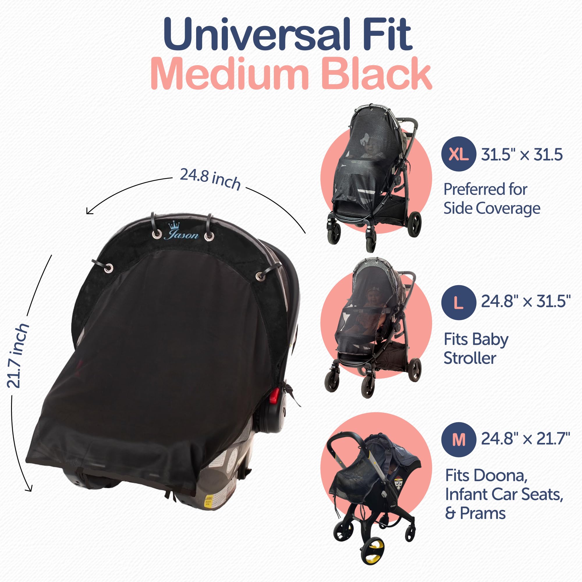 Pare-soleil pour poussette – Housse de protection UV universelle pour poussettes avec transparent, bloque le soleil à clipser, pare-soleil pour bébé, ajustement respirant, réglable, couverture