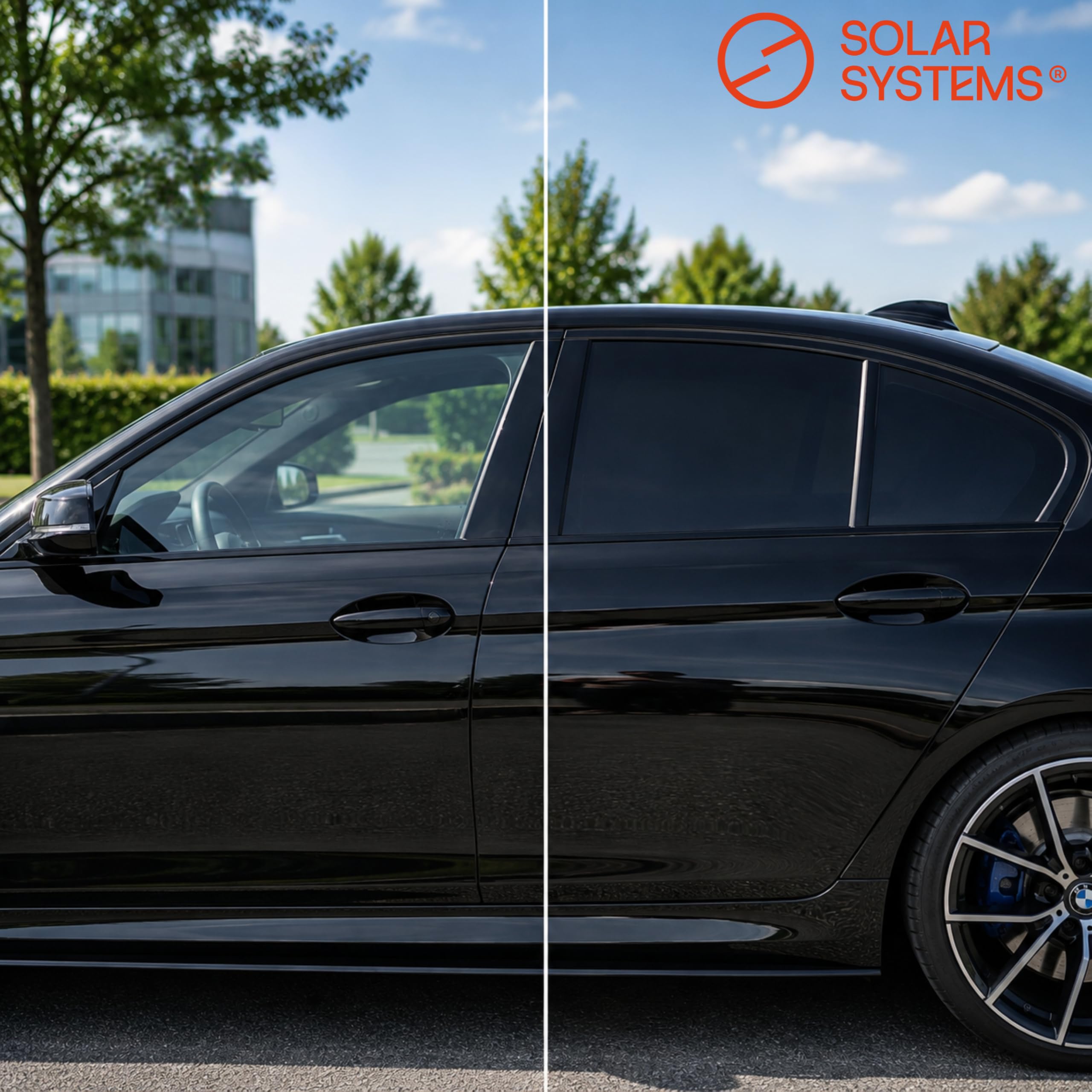 SOLAR SYSTEMS - Tönungsfolie Auto - Scheibentönungsfolie - mit Montagesatz - Scheiben Tönung Folie ABG Konform, mit Sonnenschutz & Anti-Scratch - Panthera Folie 295c 95% Schwarz 75x300cm