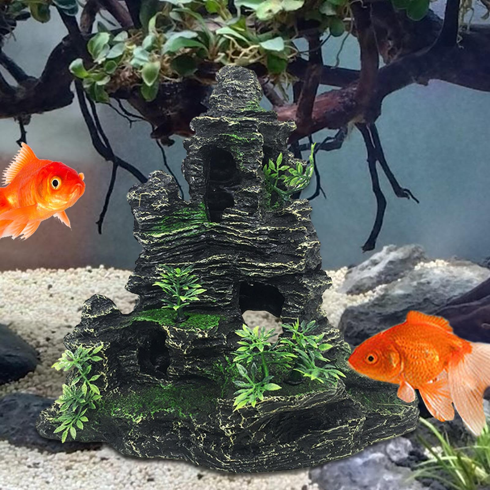 Generico Caverna per Acquario Montagna Artificiale Realistica per Interni | Grotta in Resina per Pesci Per Casa Ufficio Betta Gamberetti Rettili Acqua Dolce Acqua Salata
