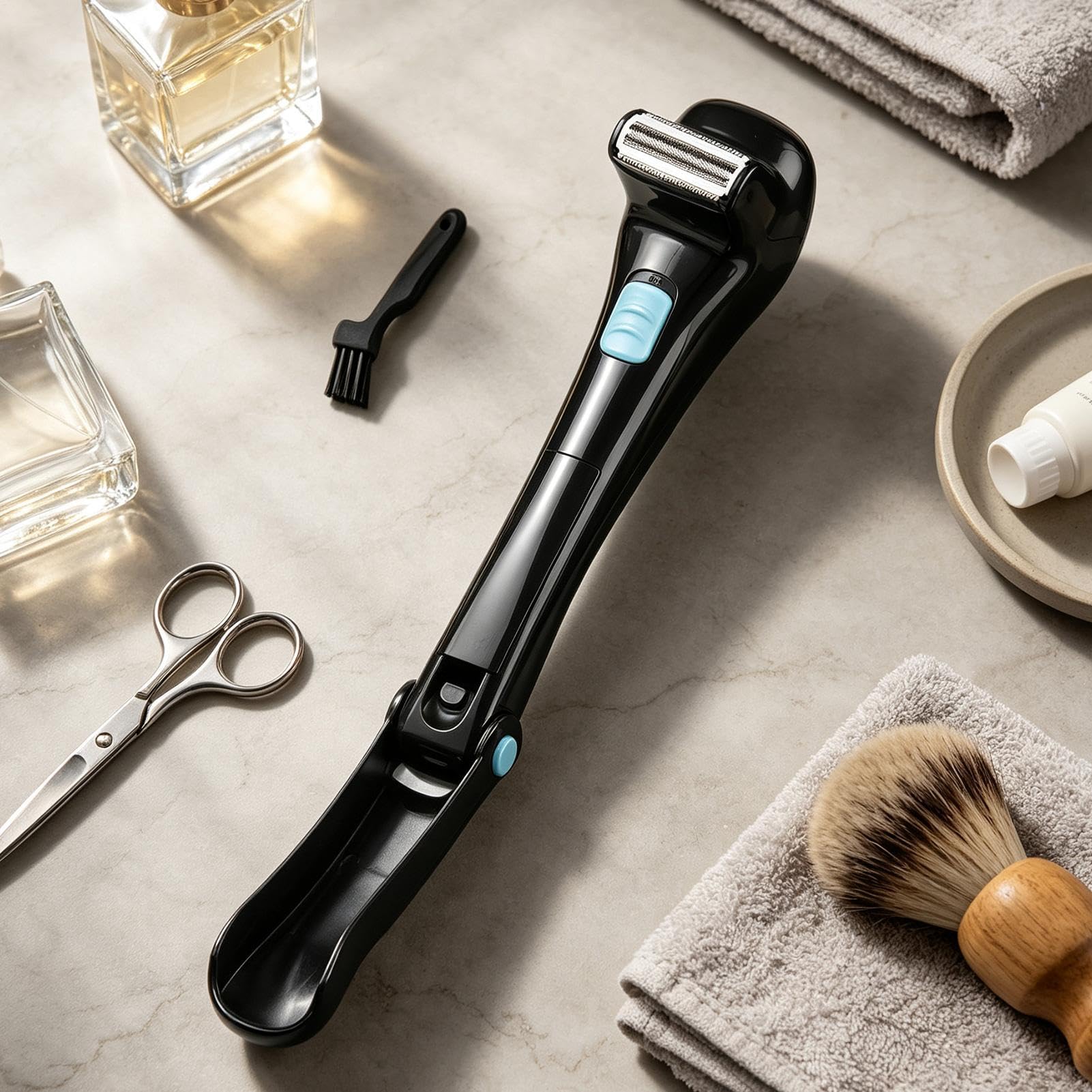 Rasoio elettrico per la schiena, senza fili, pieghevole | Rasoio per schiena con manico lungo, per casa, hotel, viaggi, doccia, viaggi d'affari, petto, braccia, gambe