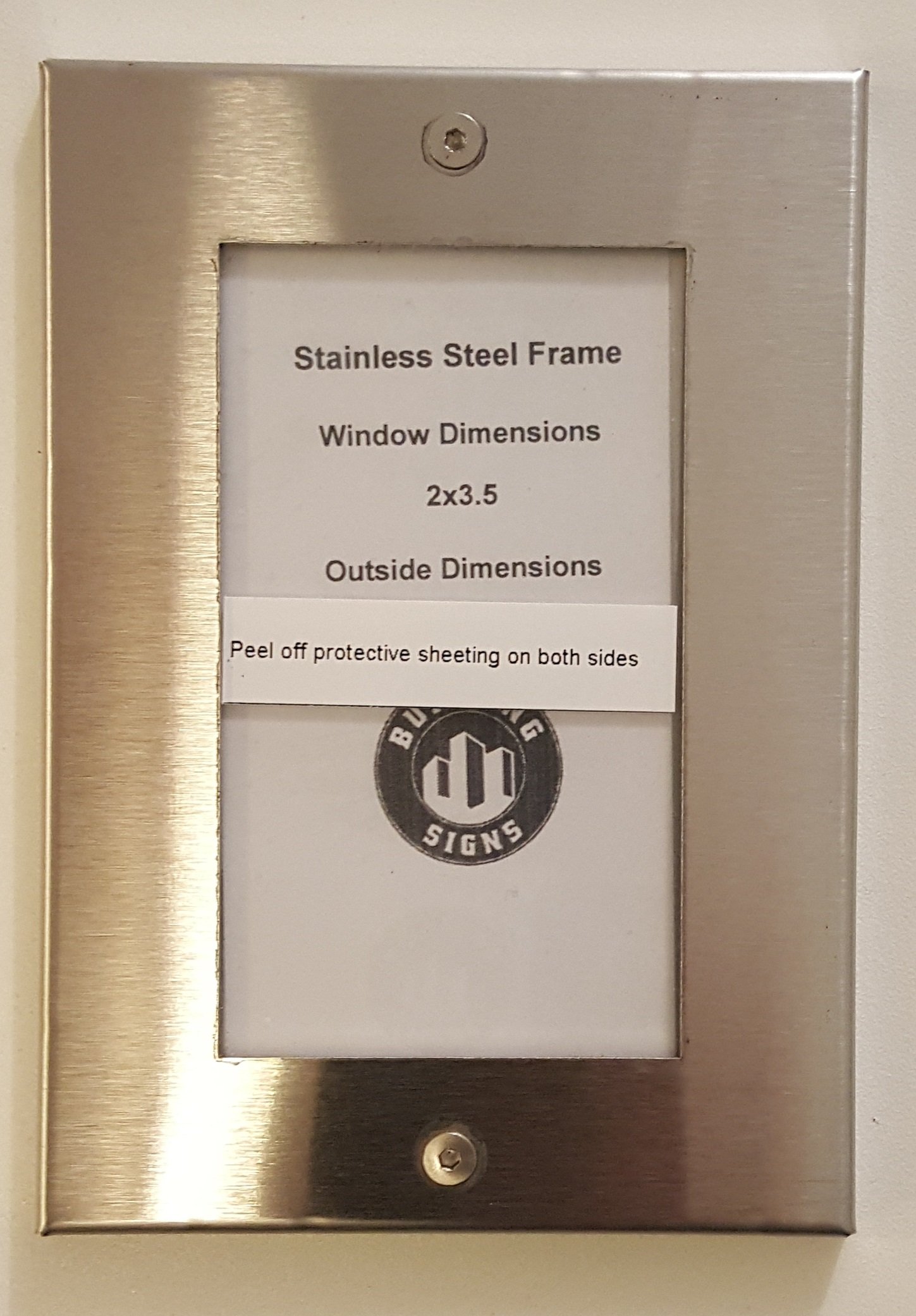 Elevator Certificate Frame 3.5 x 2 Stainless Steel