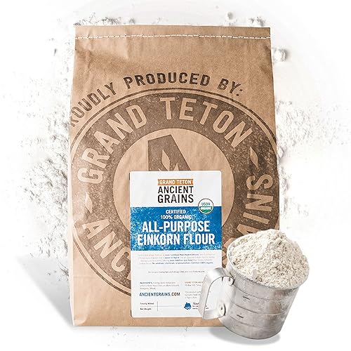 Grand Teton Ancient Grains - Harina de Einkorn 100% orgánica multiusos, harina de Einkorn orgánica y sin OMG, harina de Einkorn, rica en vitaminas y
